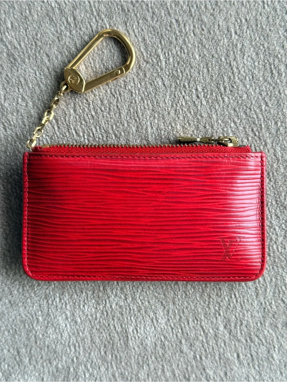 Louis Vuitton Red Epi Leather Key Pouch with Gold Hardware